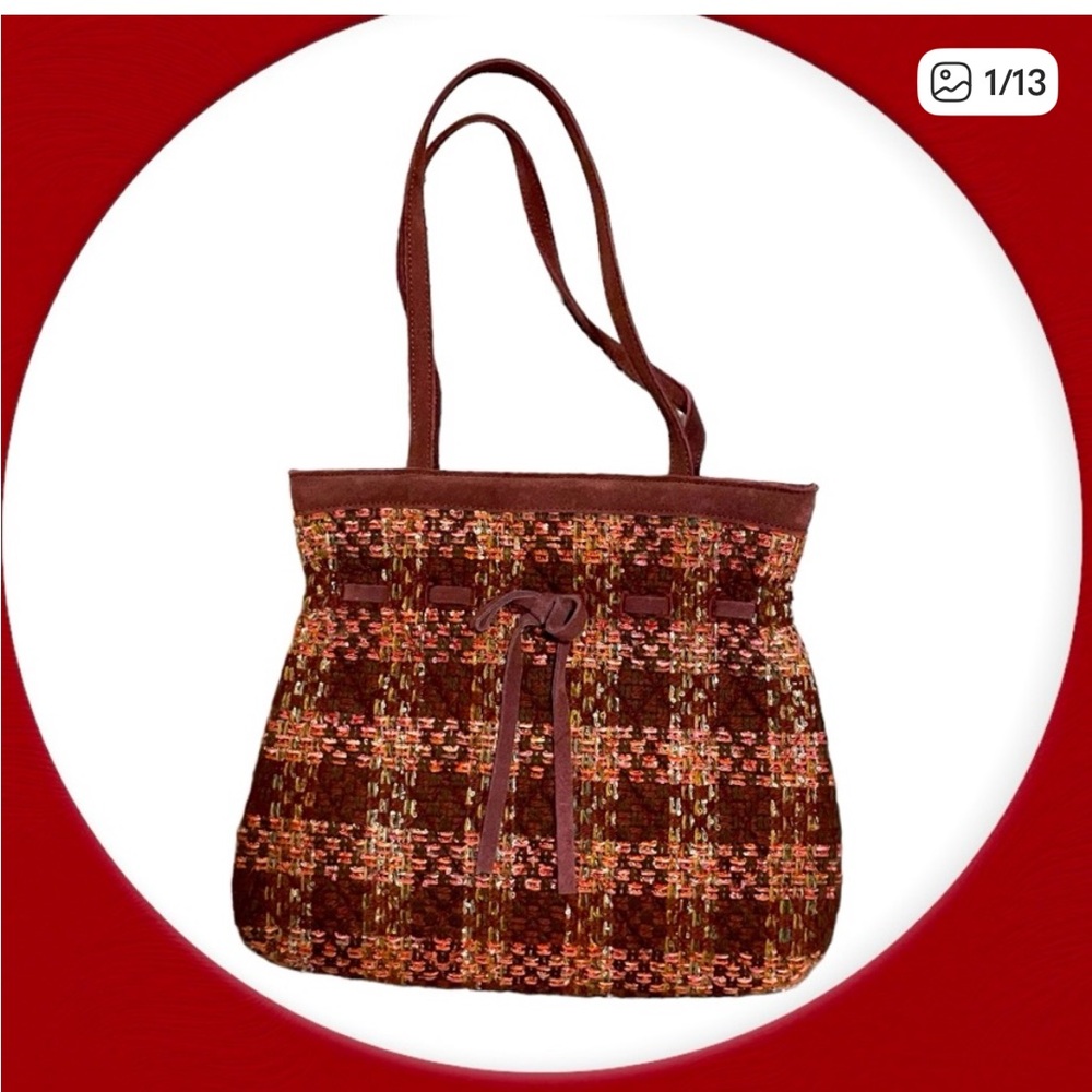 Vera Bradley Suede and Tweed Wool Burgundy Bag